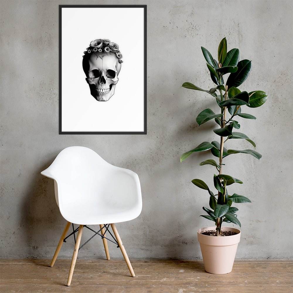 Frida Skull Minimal Goth Framed Poster - Pale Blood Store