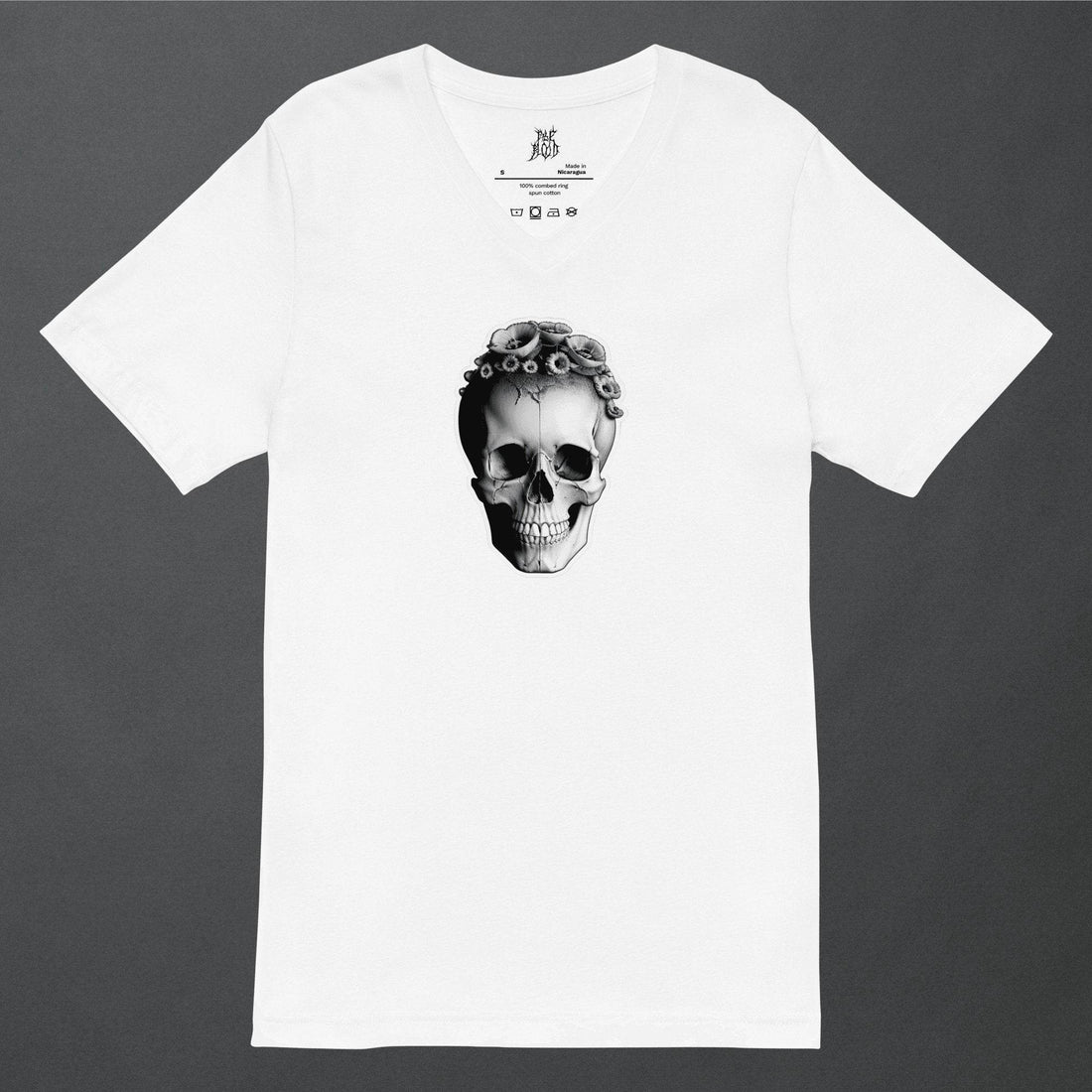 Frida Skull Minimal Goth Unisex V-Neck T-Shirt - Pale Blood Store