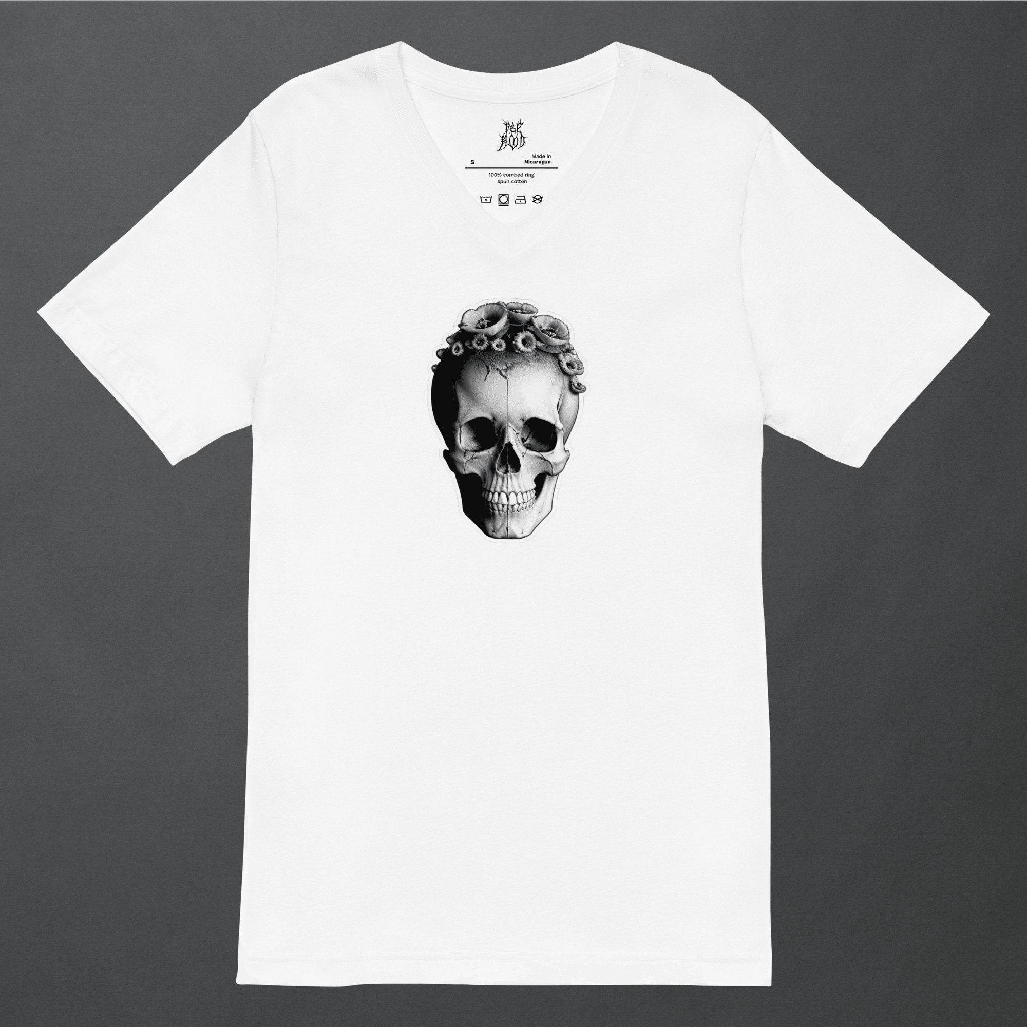 Frida Skull Minimal Goth Unisex V-Neck T-Shirt - Pale Blood Store