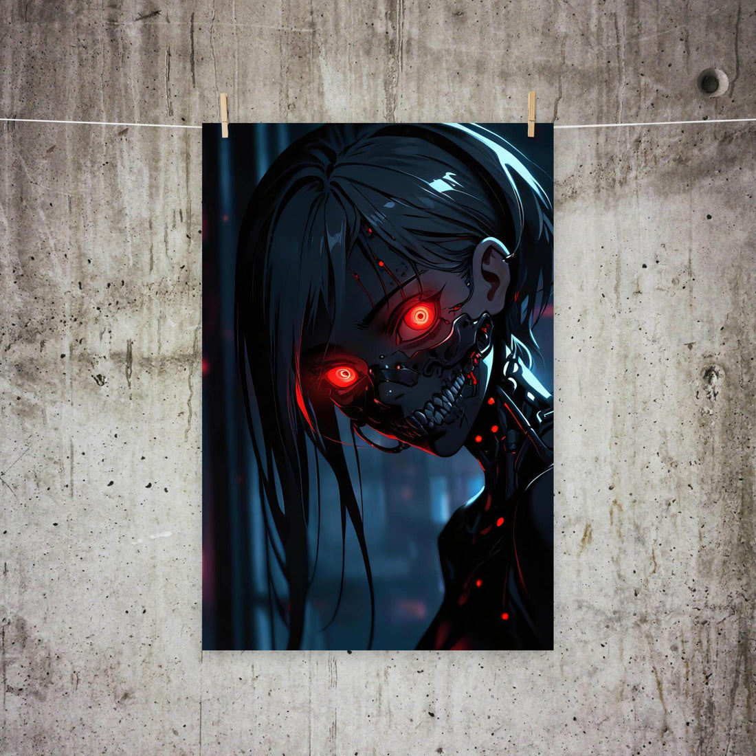 Mechanical Maiden Cyber Goth Aesthetic Poster - ["cyberpunk","dark","decor","horror","mecha","mechanical maiden","poster"] | Pale Blood Store