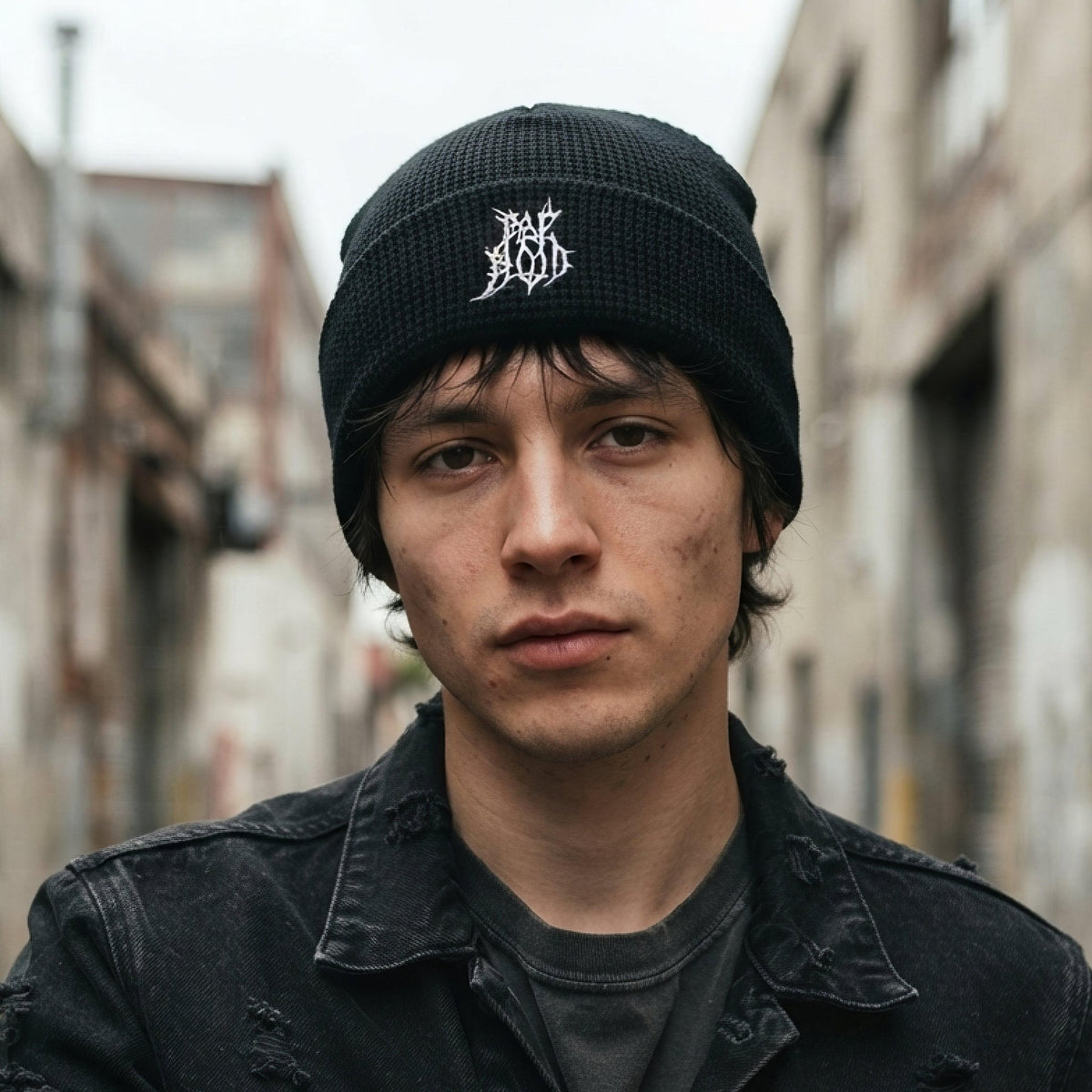 Pale Blood Black Metal Style Waffle Beanie - Pale Blood Store