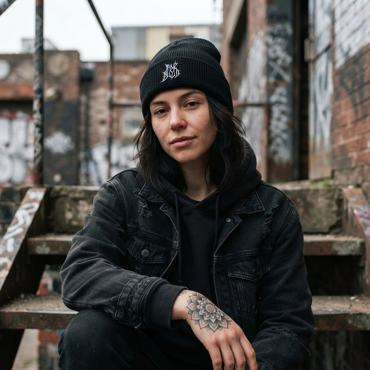 Pale Blood Black Metal Style Waffle Beanie - Pale Blood Store