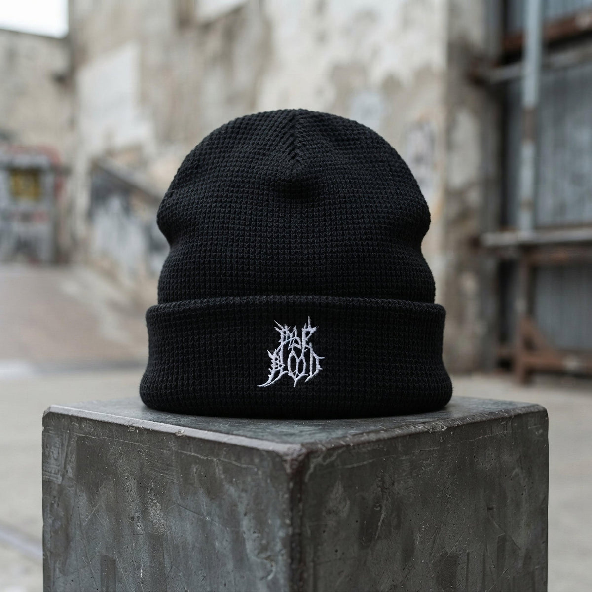 Pale Blood Black Metal Style Waffle Beanie - Pale Blood Store