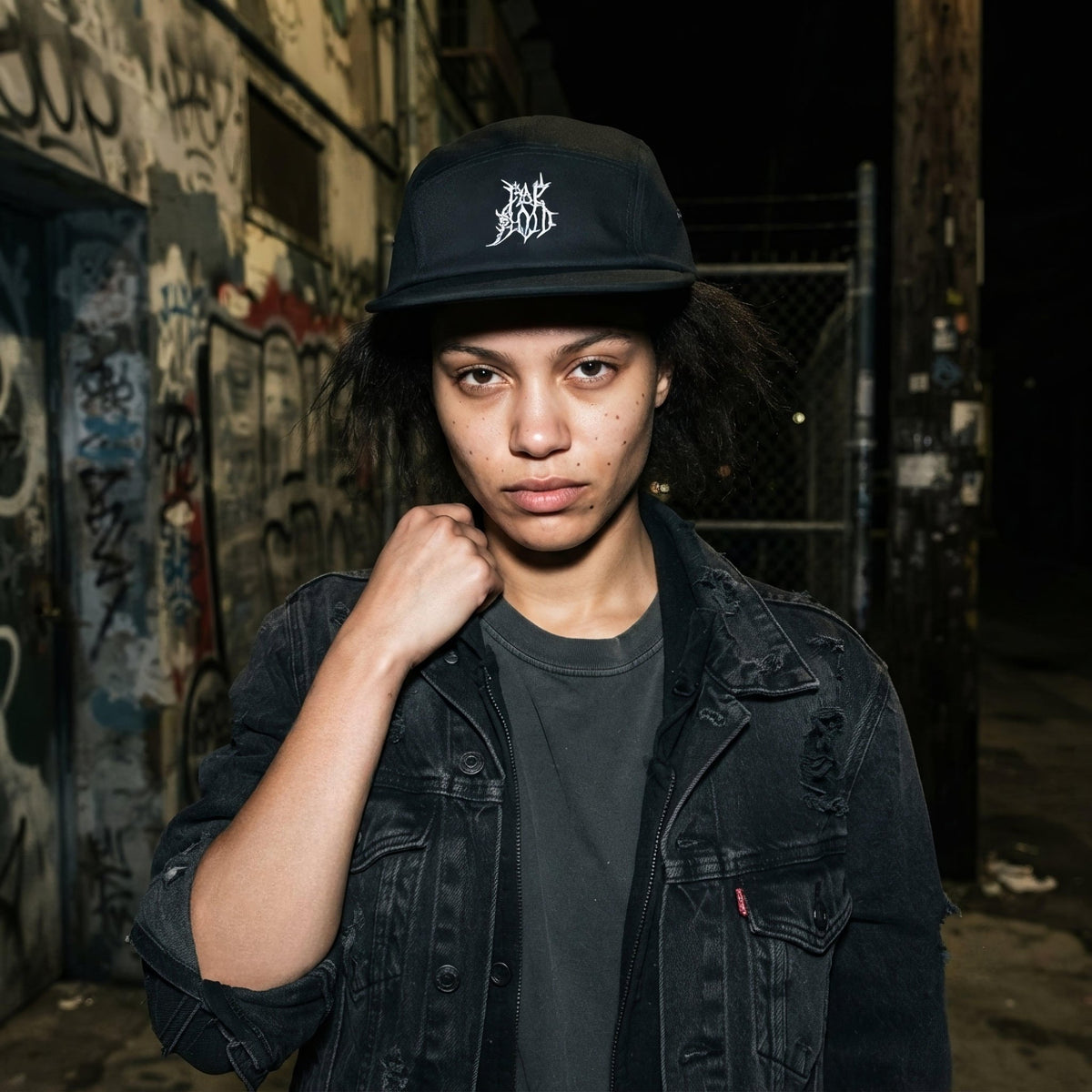 Pale Blood Logo Black Metal Style Five Panel Cap - Pale Blood Store