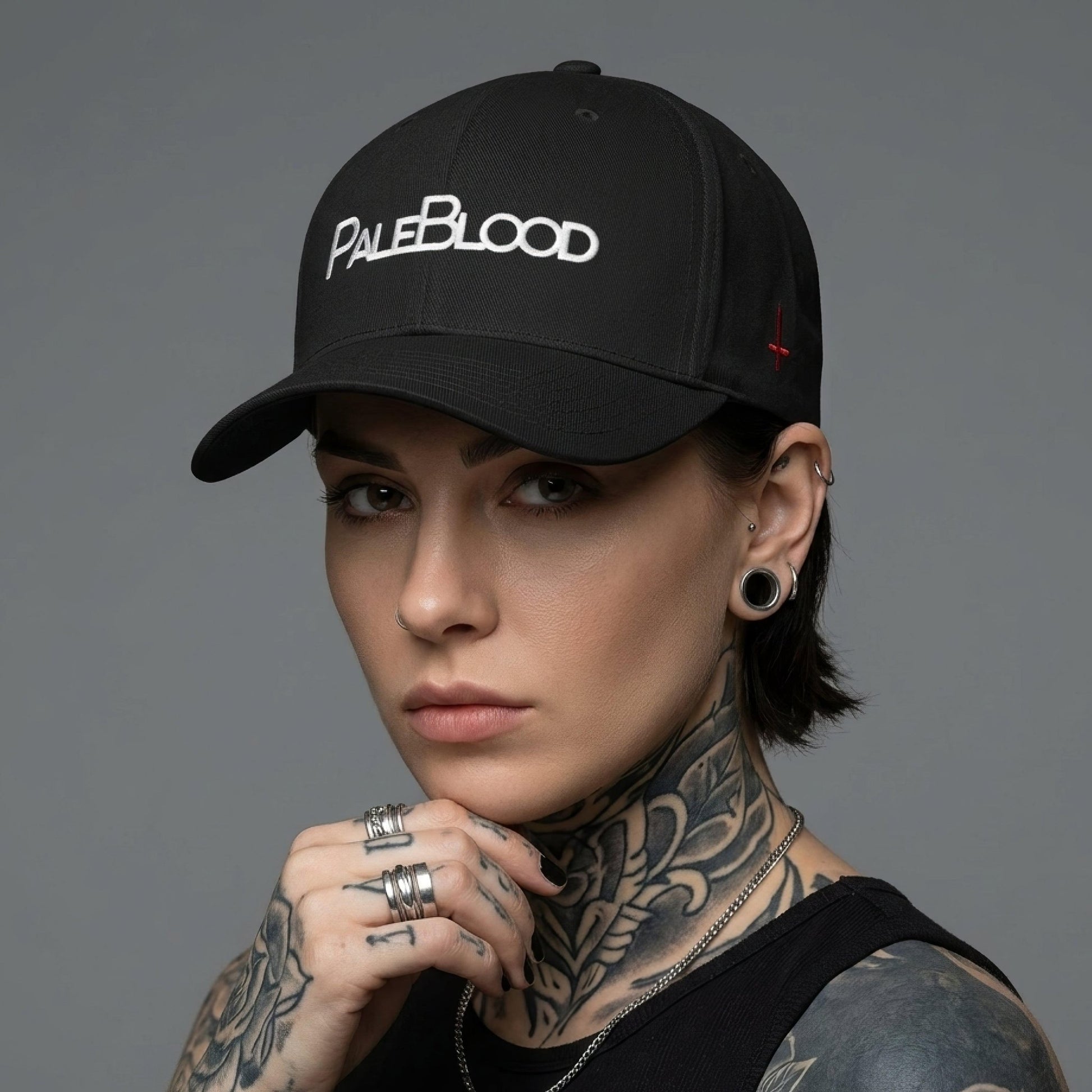 Pale Blood Minimal Goth Logo Cap - ["cap","hat","headwear","logo","men","pale blood","paleblood","unisex","women"] | Pale Blood Store