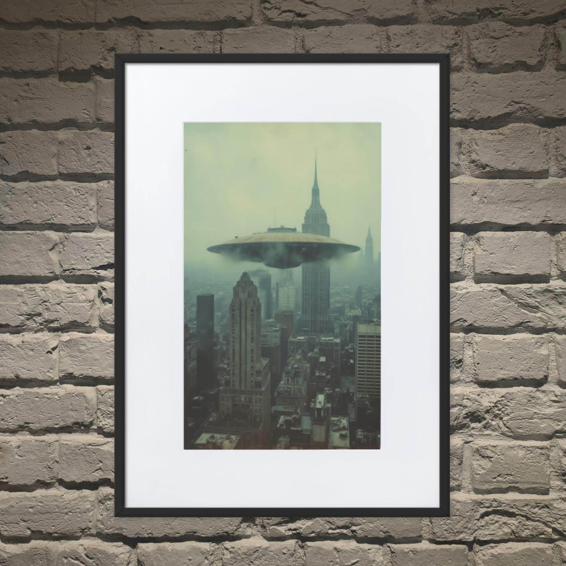 Recon Over Brooklyn Matte Paper Framed Poster With Mat - ["decor","polaroid","poster","poster with mat","posters","recon over brooklyn","uap"] | Pale Blood Store
