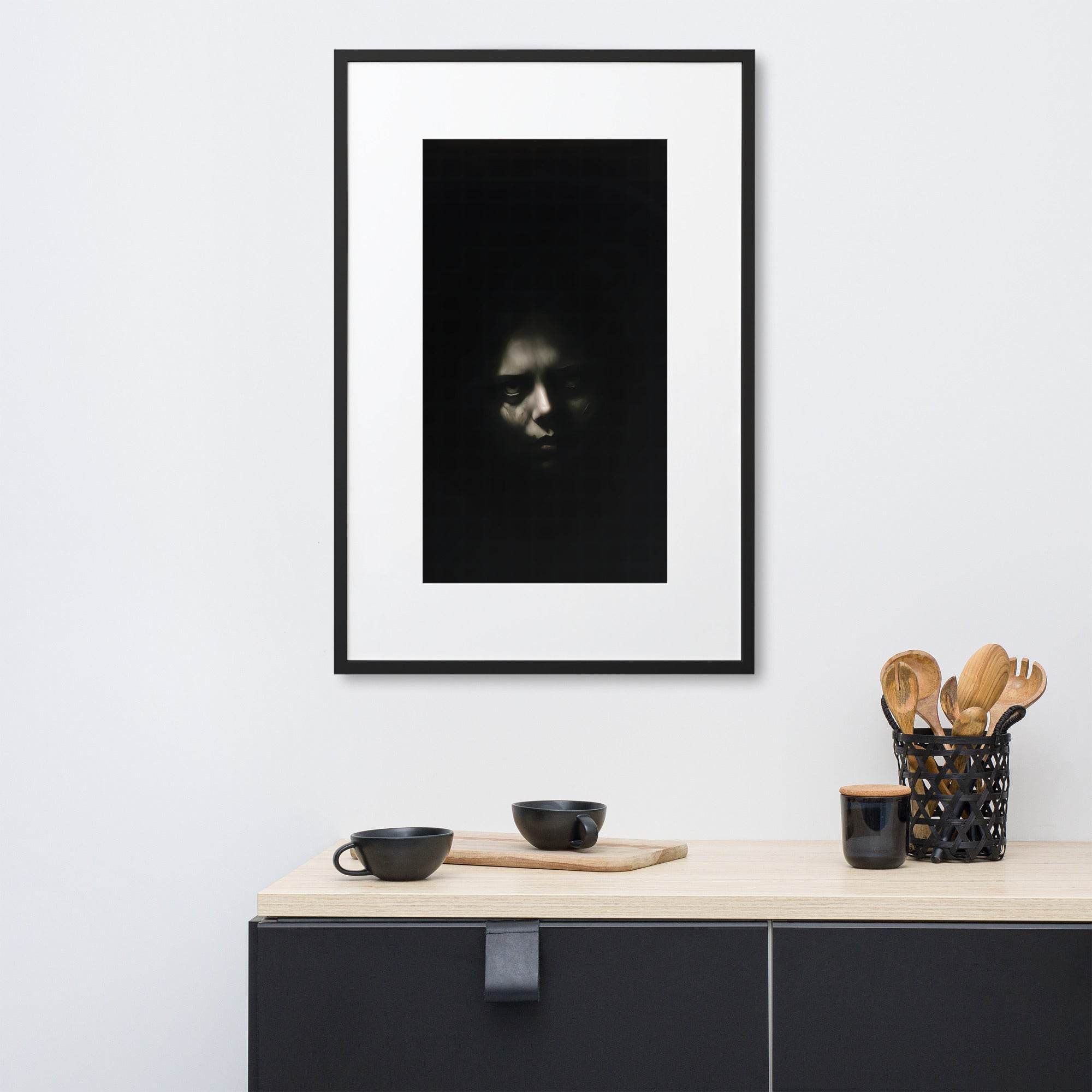 Shadowed Terror Goth Aesthetic Framed Poster W/Mat - Pale Blood Store