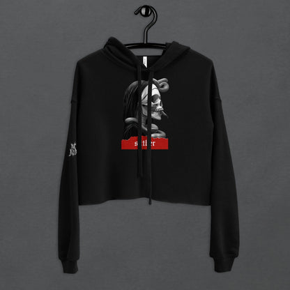 Slither Sister Black Metal Style Crop Hoodie - Pale Blood Store