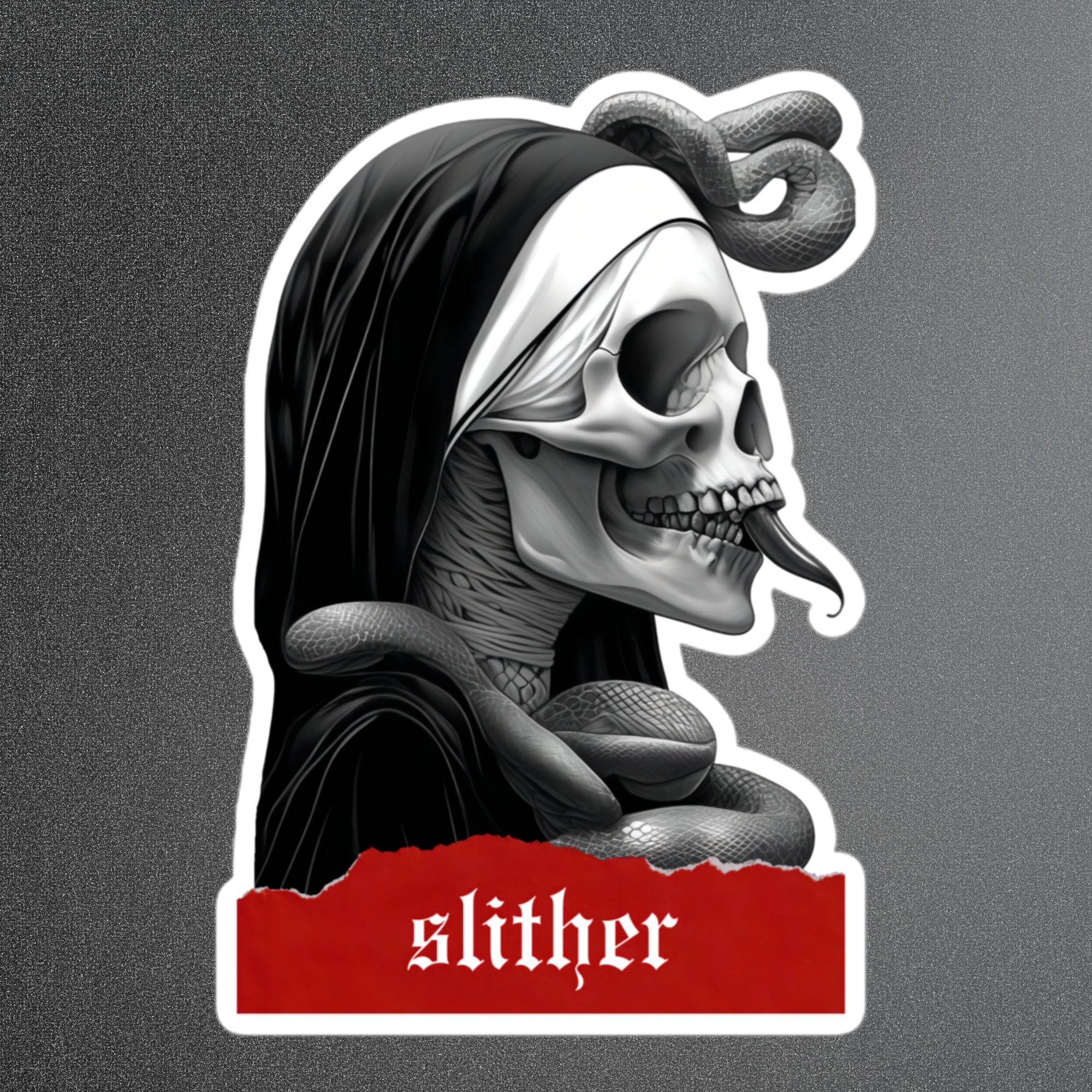 Slither Sister Black Metal Style Stickers - Pale Blood Store
