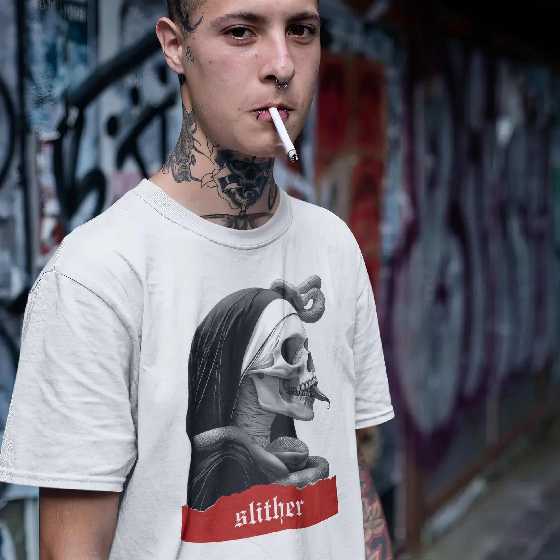 Slither Sister Black Metal Style Unisex T-Shirt - Pale Blood Store