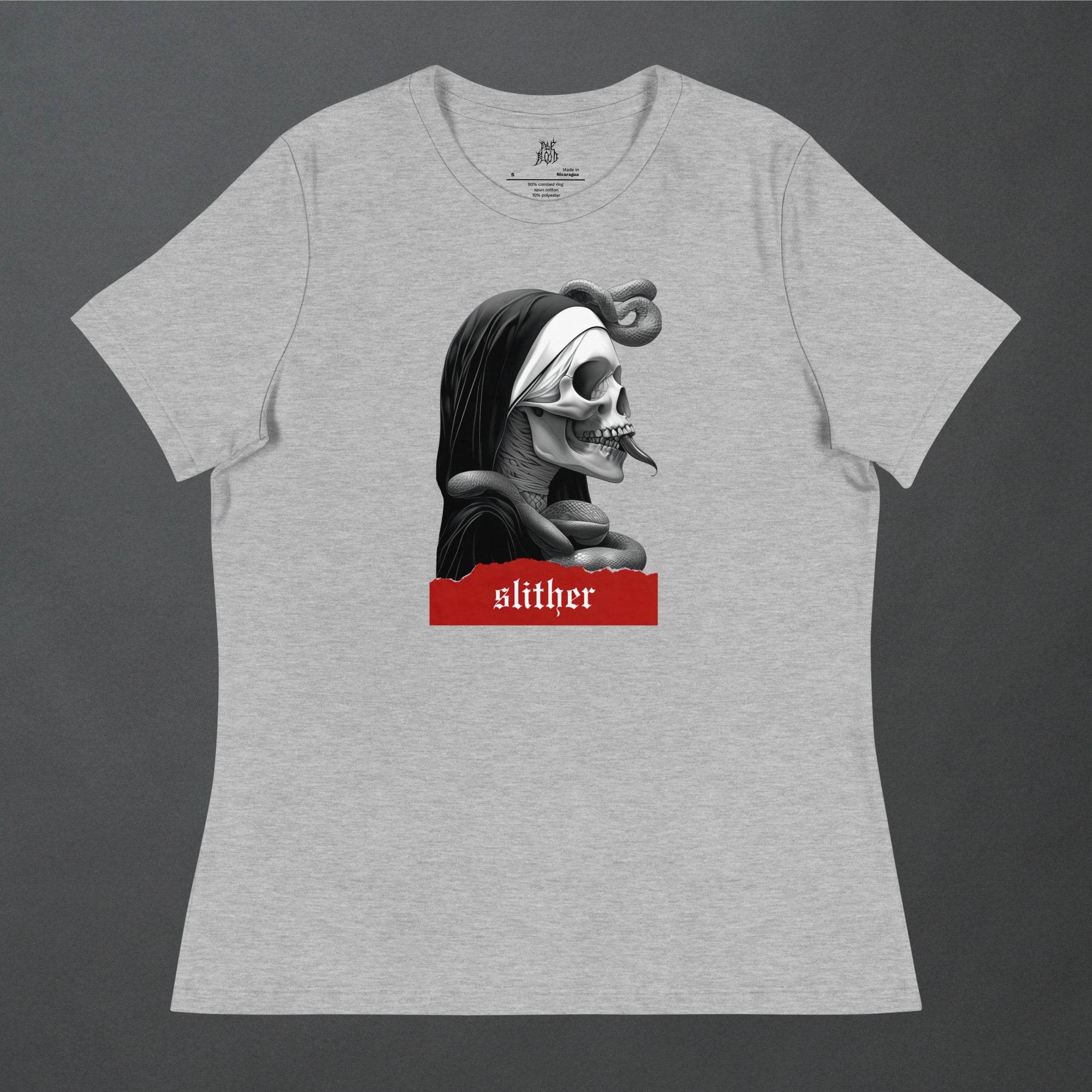 Slither Sister Black Metal Style Womens Relaxed Tee - Pale Blood Store