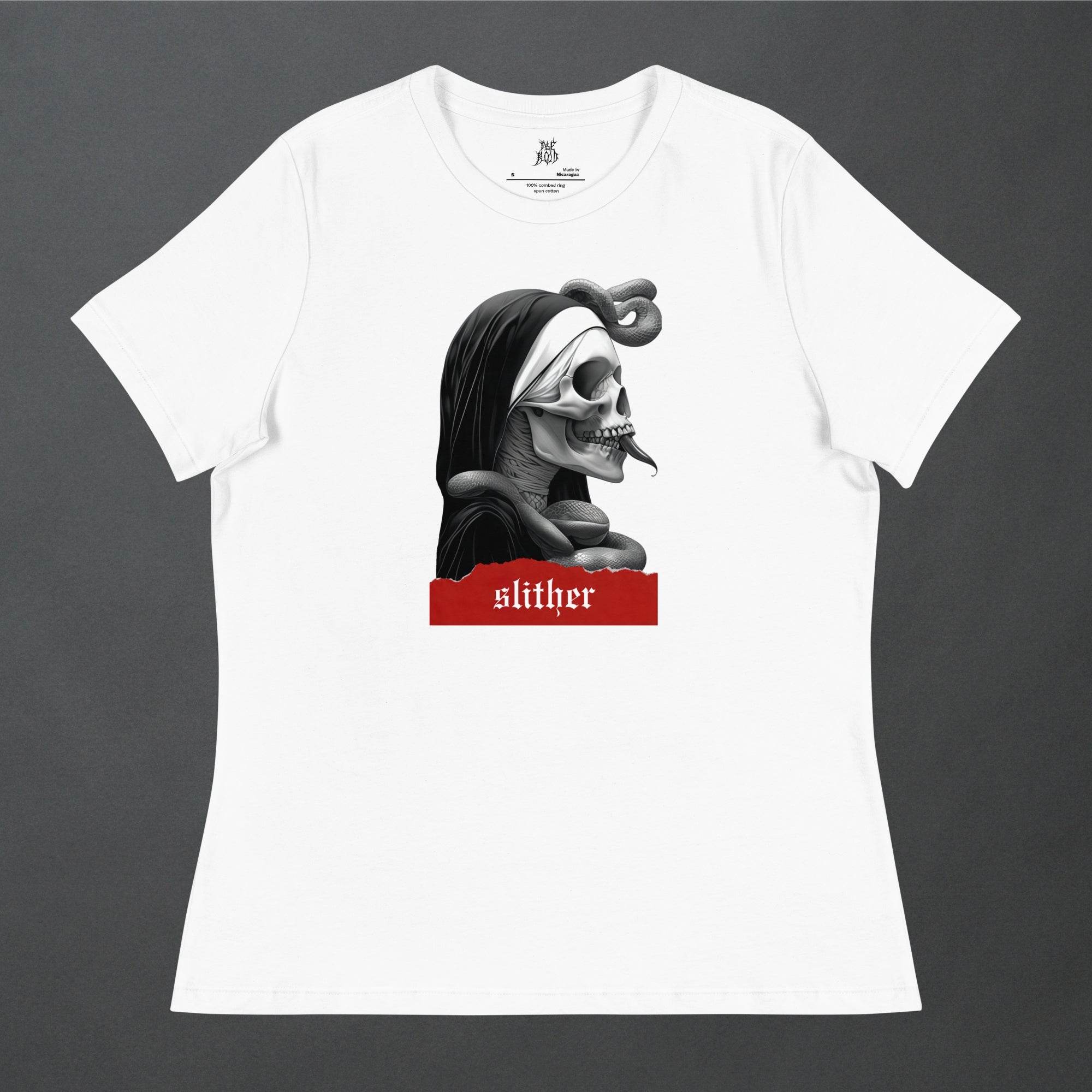 Slither Sister Black Metal Style Womens Relaxed Tee - Pale Blood Store