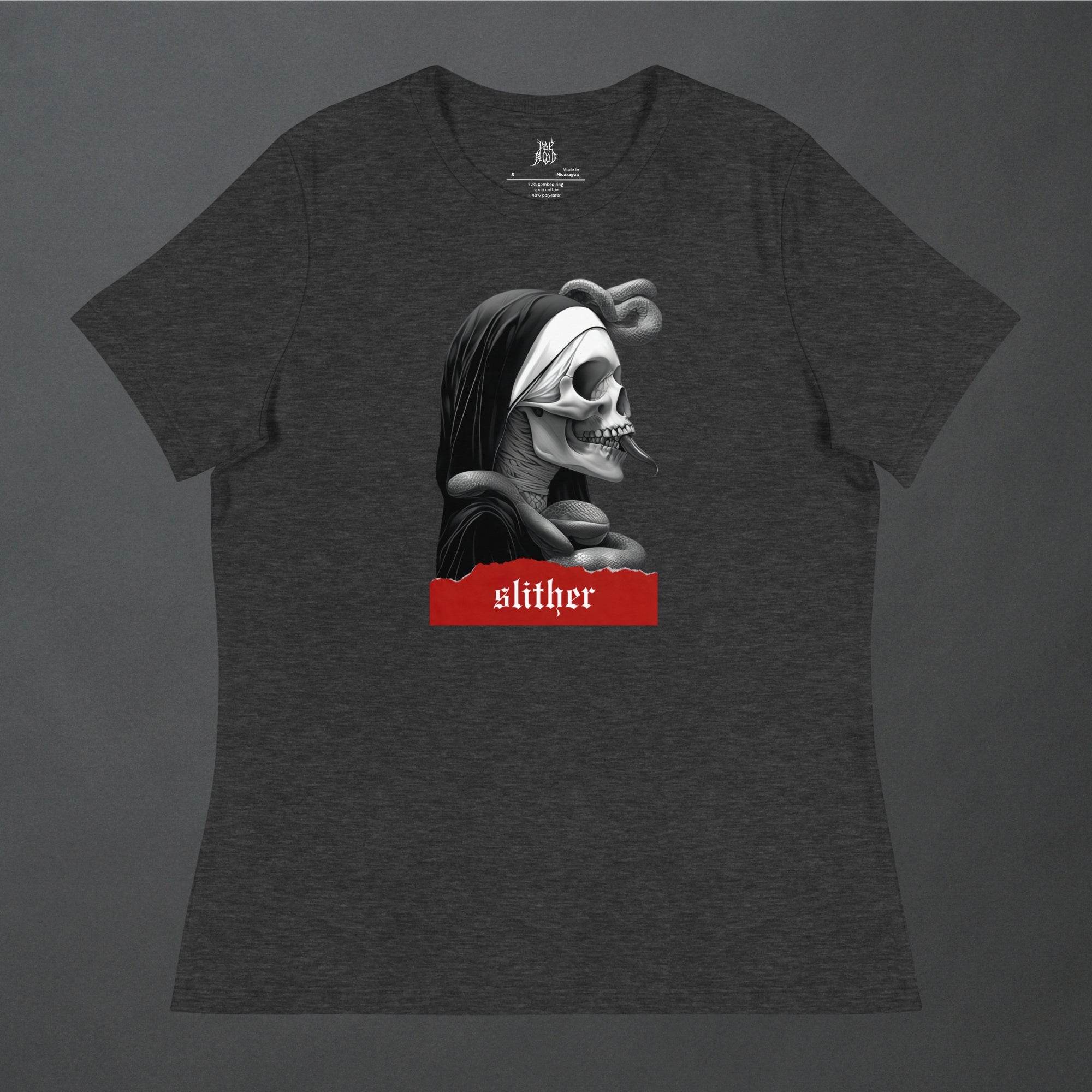 Slither Sister Black Metal Style Womens Relaxed Tee - Pale Blood Store