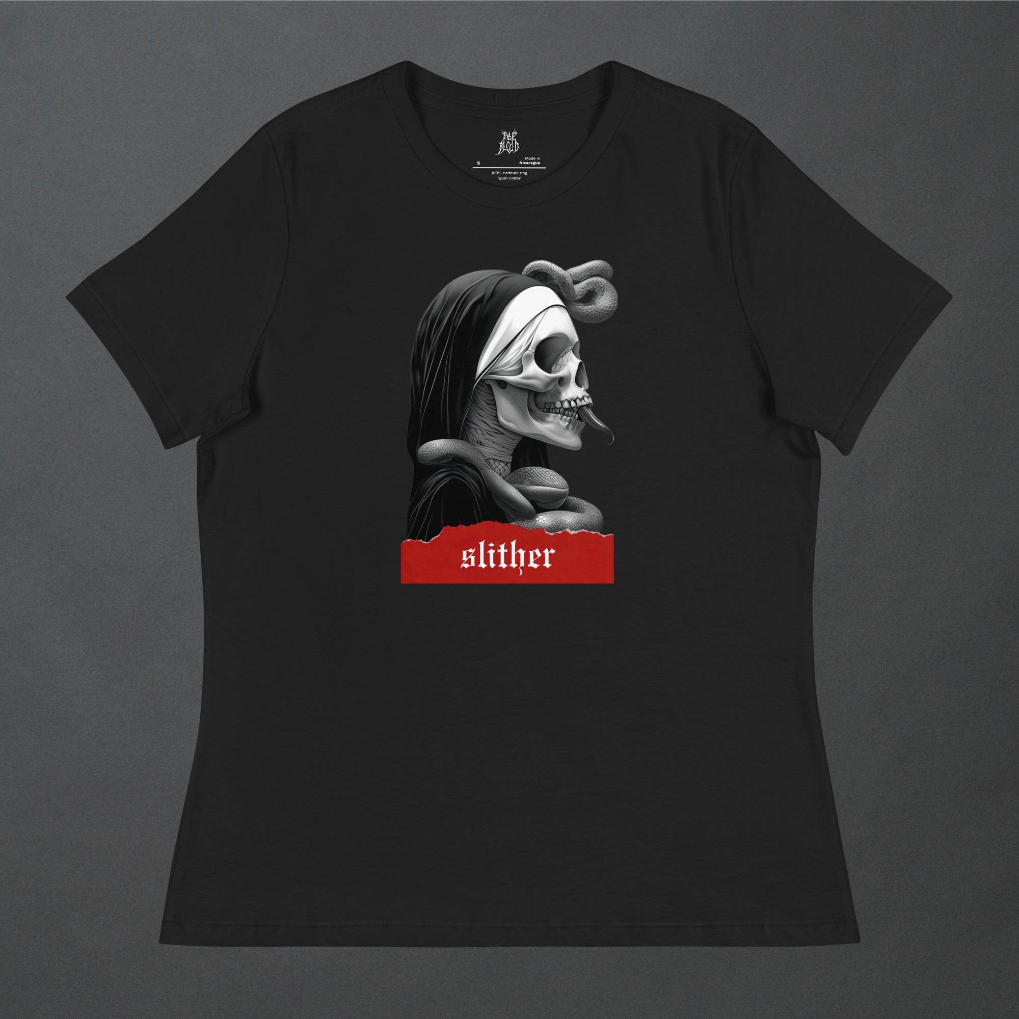 Slither Sister Black Metal Style Womens Relaxed Tee - Pale Blood Store