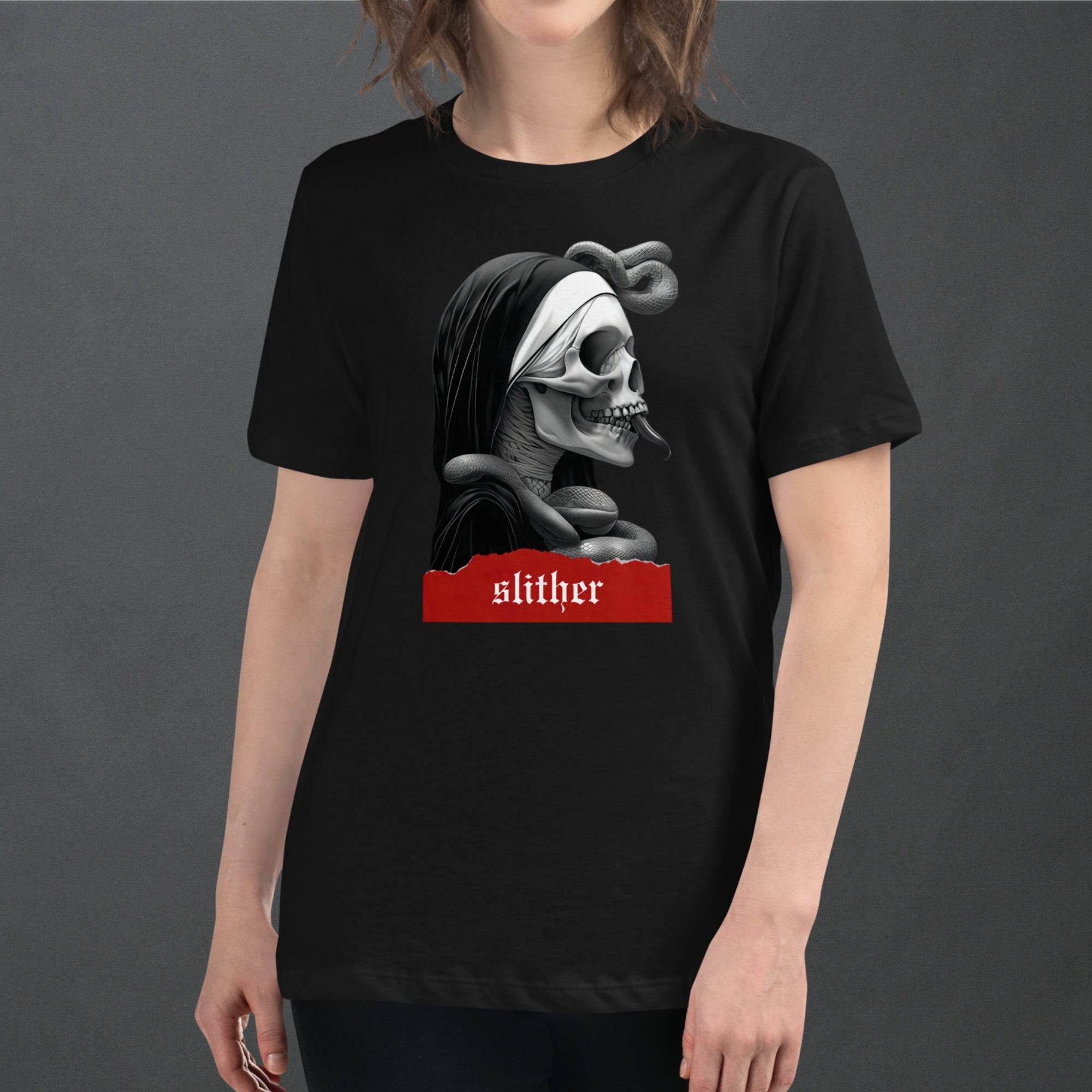 Slither Sister Black Metal Style Womens Relaxed Tee - Pale Blood Store