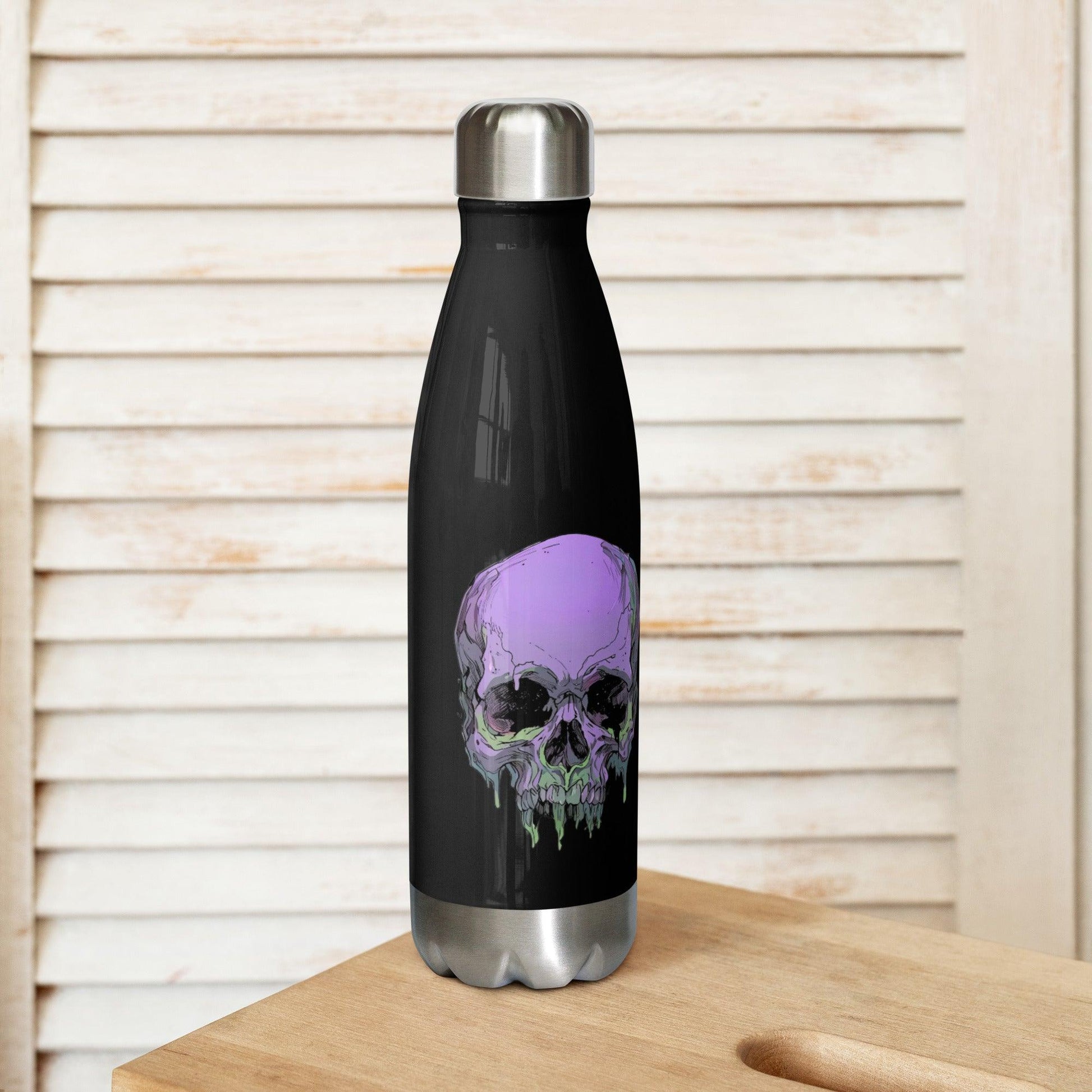 Toxic Fate 90's Goth Style Stainless Steel Bottle - ["accessories","drinkware","insulated","skull","steel","toxic","toxic fate","water bottle"] | Pale Blood Store