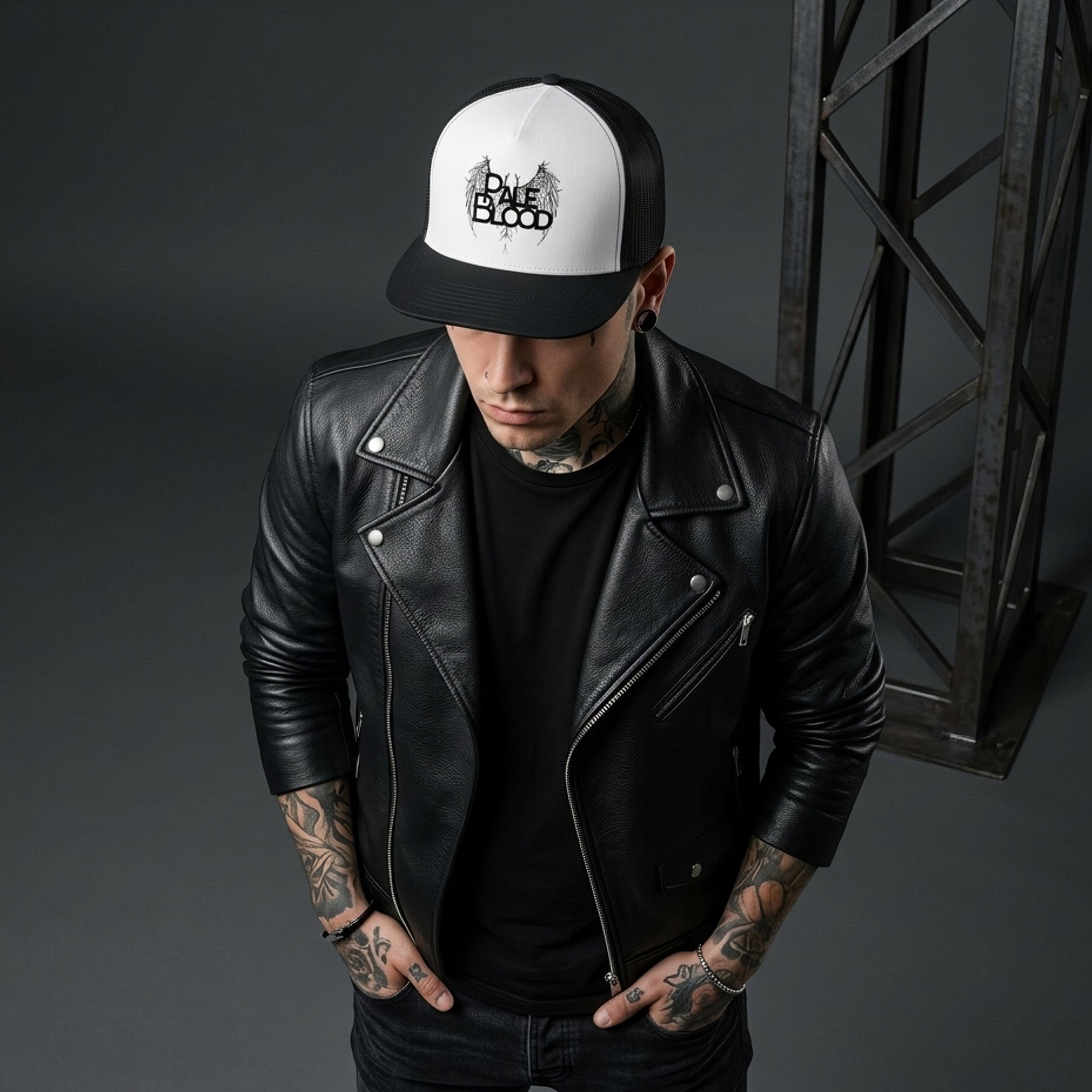 The Fallen Logo Trucker Cap BoW - Dark Headwear - ["accessories","cap","hat","headwear","men","pale blood","the fallen","trucker","unisex","women"] | Pale Blood Store