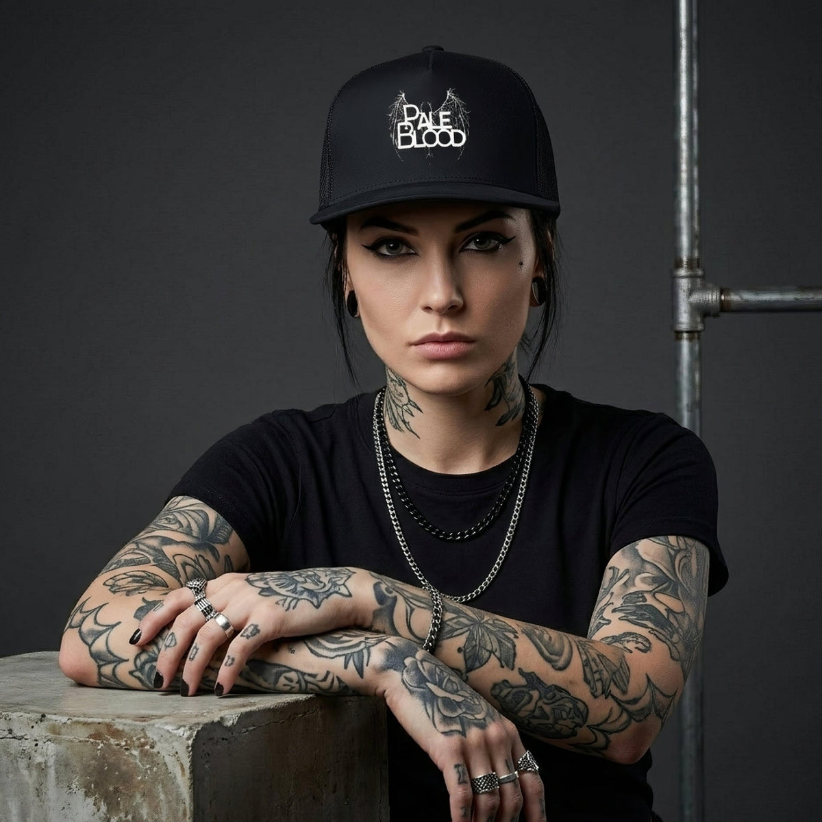 The Fallen Logo Trucker Cap WoB – Dark Headwear - Pale Blood Store